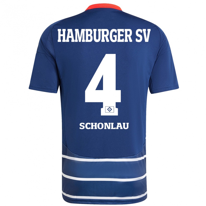 Kinder Fußball Sebastian Schonlau #4 Dunkelblau Auswärtstrikot Trikot 2024/25 T-Shirt Luxemburg