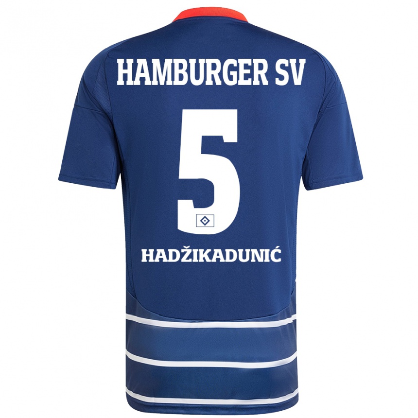 Kinder Fußball Dennis Hadzikadunic #5 Dunkelblau Auswärtstrikot Trikot 2024/25 T-Shirt Luxemburg