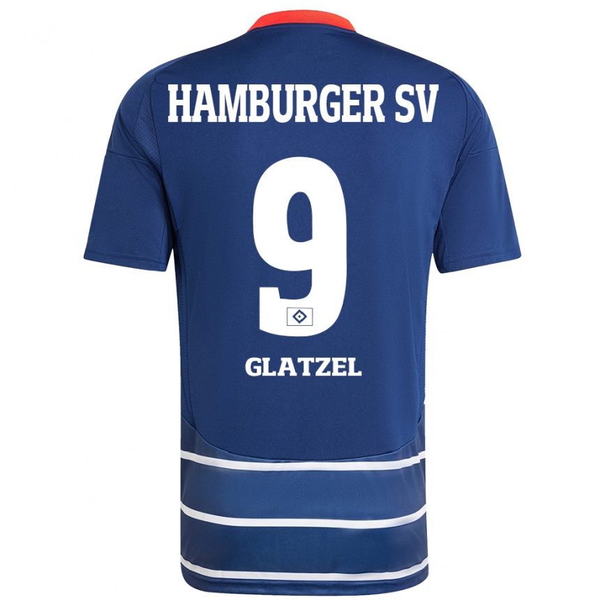 Kinder Fußball Robert Glatzel #9 Dunkelblau Auswärtstrikot Trikot 2024/25 T-Shirt Luxemburg