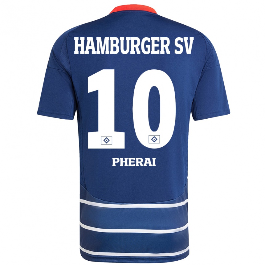 Kinder Fußball Immanuel Pherai #10 Dunkelblau Auswärtstrikot Trikot 2024/25 T-Shirt Luxemburg