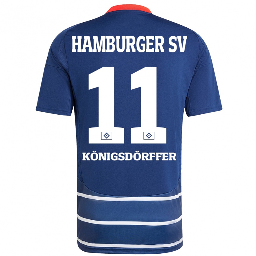 Kinder Fußball Ransford Königsdörffer #11 Dunkelblau Auswärtstrikot Trikot 2024/25 T-Shirt Luxemburg