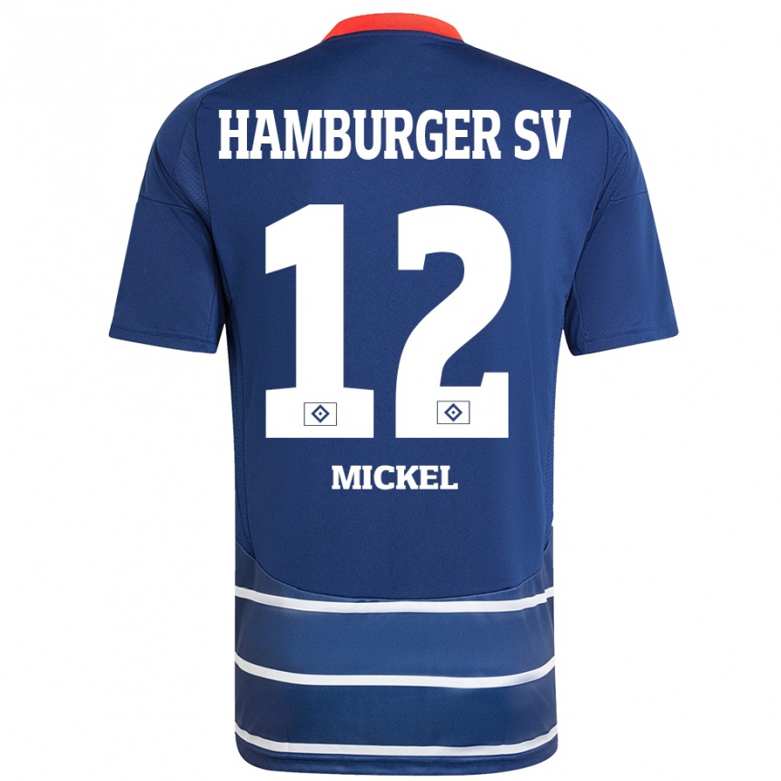 Kinder Fußball Tom Mickel #12 Dunkelblau Auswärtstrikot Trikot 2024/25 T-Shirt Luxemburg