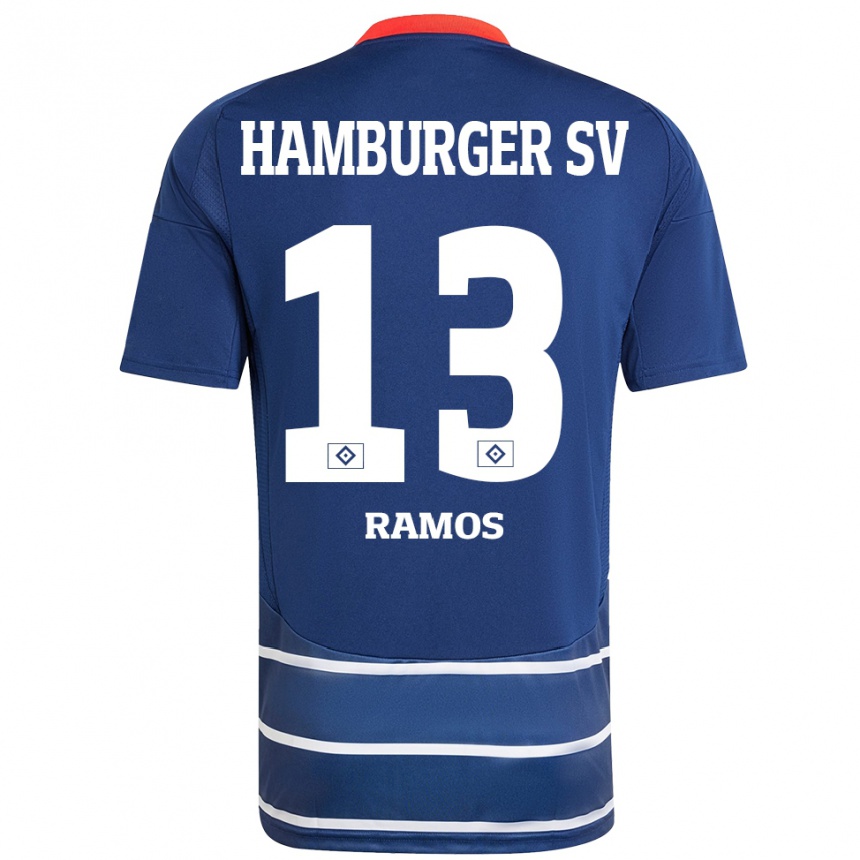 Kinder Fußball Guilherme Ramos #13 Dunkelblau Auswärtstrikot Trikot 2024/25 T-Shirt Luxemburg