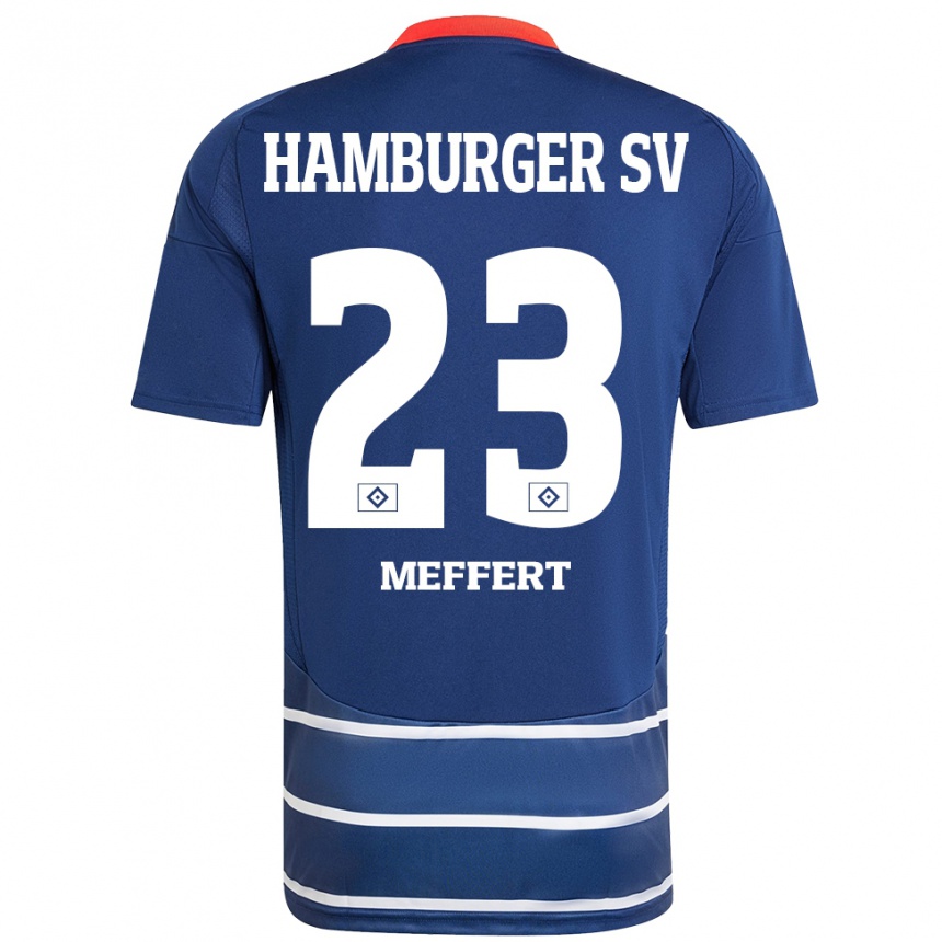 Kinder Fußball Jonas Meffert #23 Dunkelblau Auswärtstrikot Trikot 2024/25 T-Shirt Luxemburg