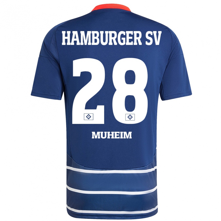 Kinder Fußball Miro Muheim #28 Dunkelblau Auswärtstrikot Trikot 2024/25 T-Shirt Luxemburg