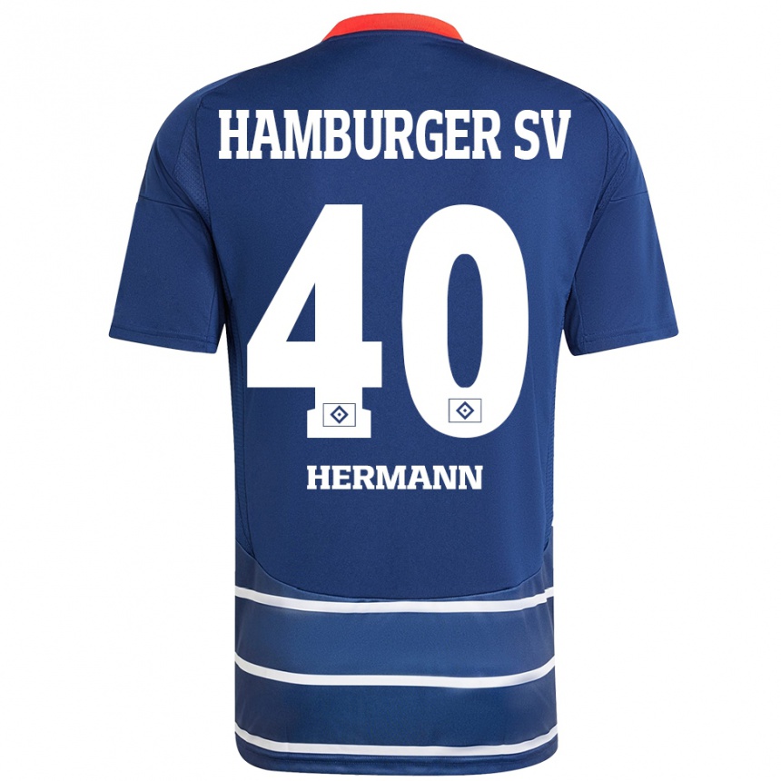 Kinder Fußball Hannes Hermann #40 Dunkelblau Auswärtstrikot Trikot 2024/25 T-Shirt Luxemburg