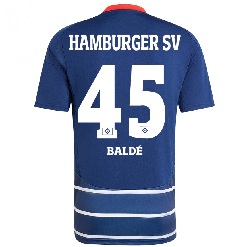 Kinder Fußball Fabio Baldé #45 Dunkelblau Auswärtstrikot Trikot 2024/25 T-Shirt Luxemburg