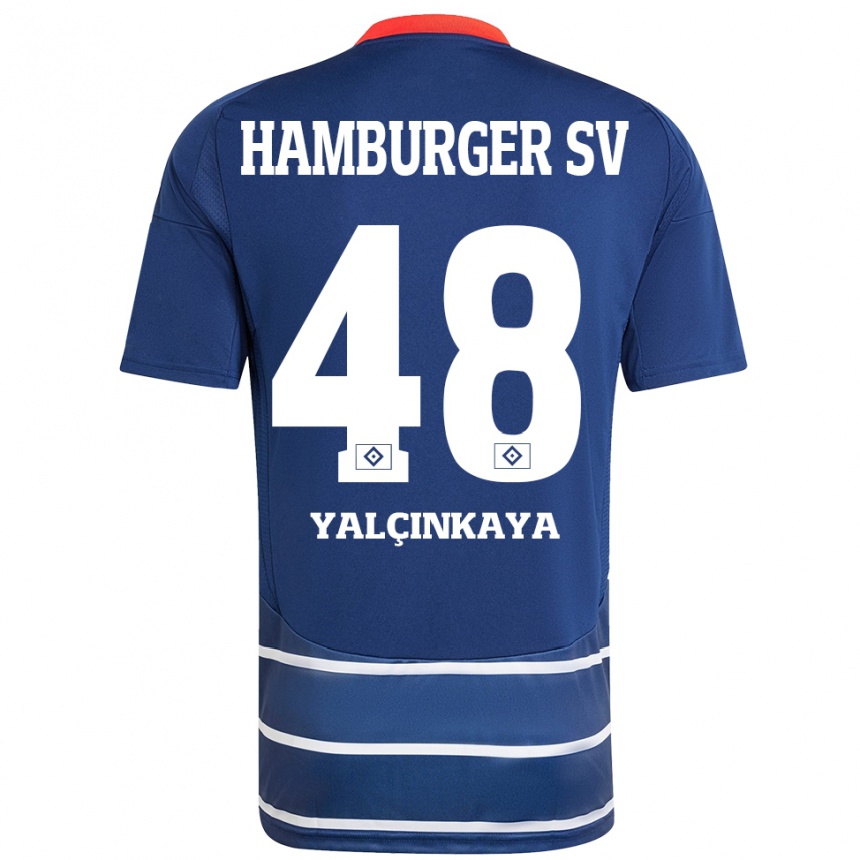 Kinder Fußball Bilal Yalcinkaya #48 Dunkelblau Auswärtstrikot Trikot 2024/25 T-Shirt Luxemburg