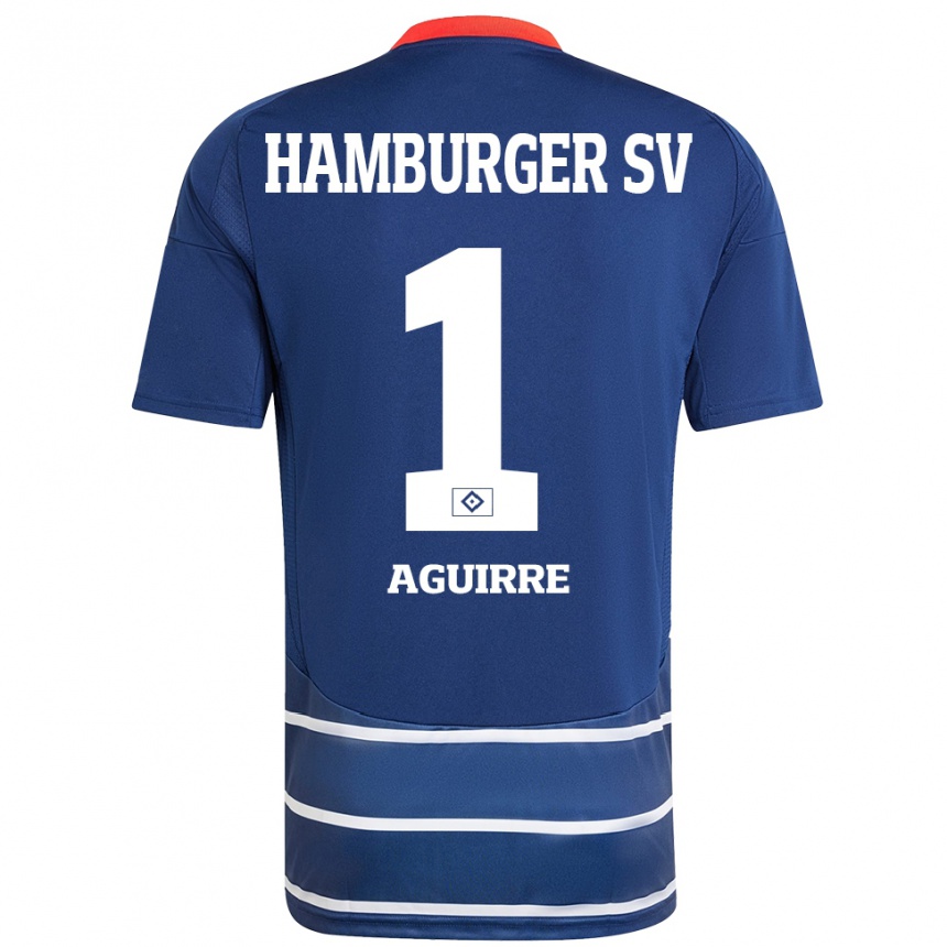 Kinder Fußball José Aguirre #1 Dunkelblau Auswärtstrikot Trikot 2024/25 T-Shirt Luxemburg