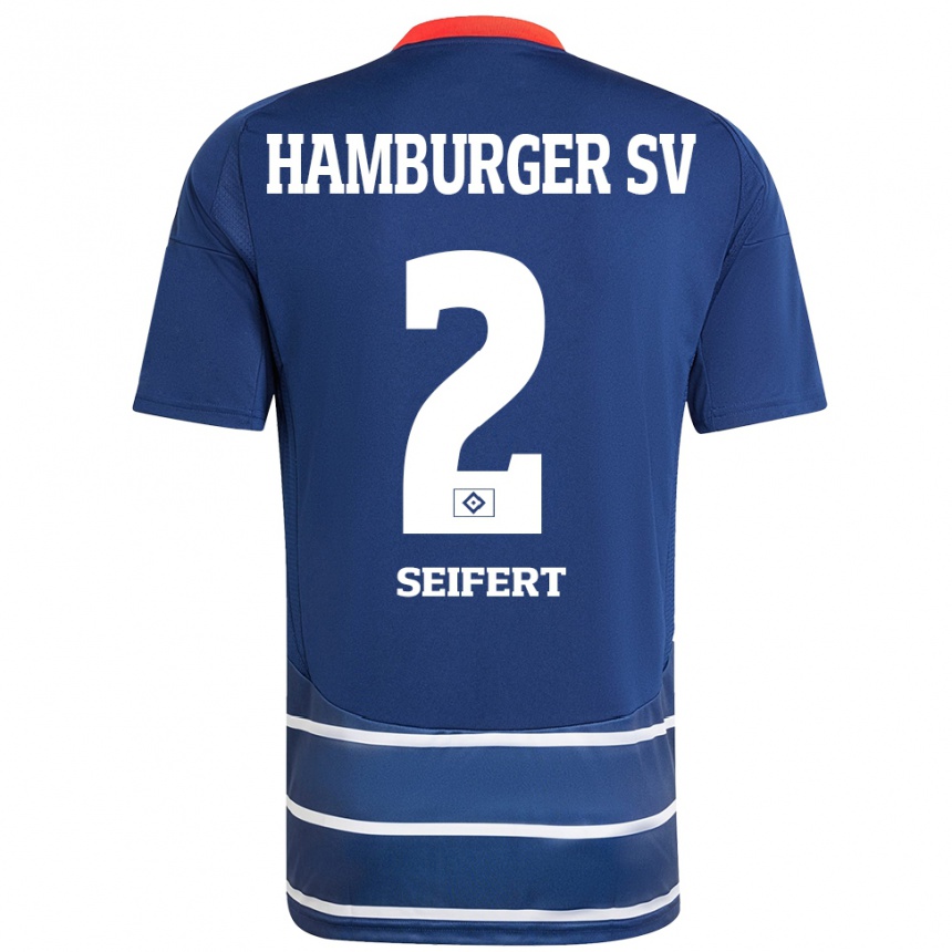 Kinder Fußball Luis Seifert #2 Dunkelblau Auswärtstrikot Trikot 2024/25 T-Shirt Luxemburg