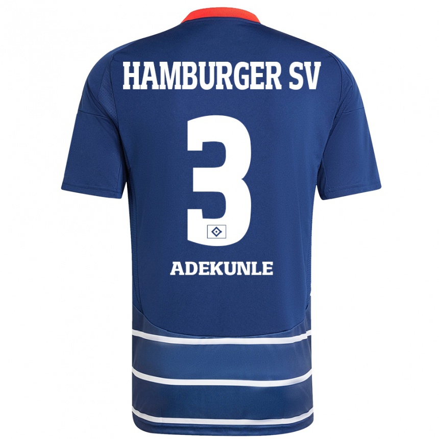 Kinder Fußball Noah Adekunle #3 Dunkelblau Auswärtstrikot Trikot 2024/25 T-Shirt Luxemburg