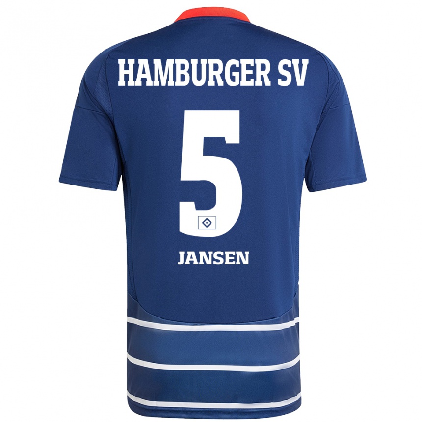 Kinder Fußball Marcell Jansen #5 Dunkelblau Auswärtstrikot Trikot 2024/25 T-Shirt Luxemburg