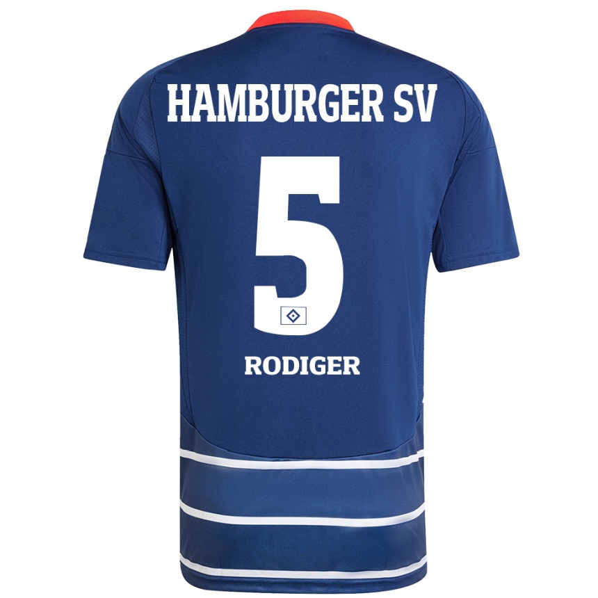 Kinder Fußball Philipp Rödiger #5 Dunkelblau Auswärtstrikot Trikot 2024/25 T-Shirt Luxemburg