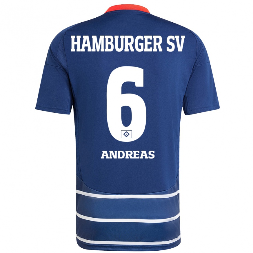 Kinder Fußball Noah Andreas #6 Dunkelblau Auswärtstrikot Trikot 2024/25 T-Shirt Luxemburg