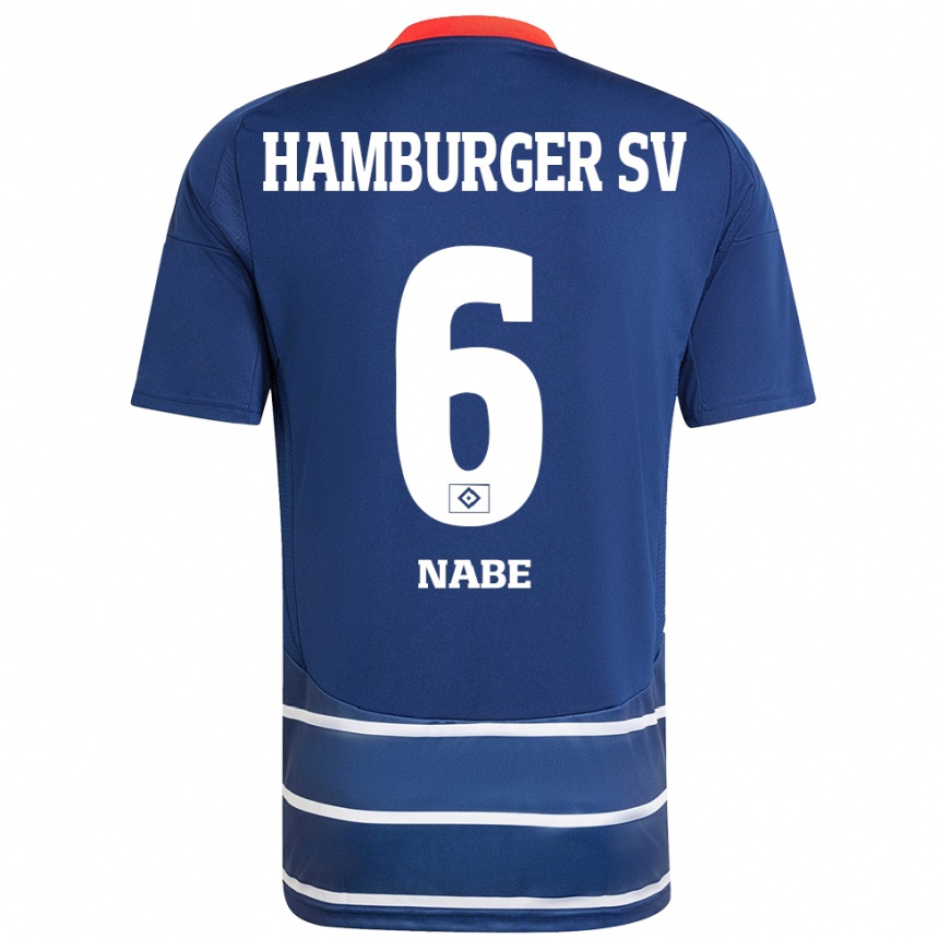 Kinder Fußball Jamal Nabe #6 Dunkelblau Auswärtstrikot Trikot 2024/25 T-Shirt Luxemburg