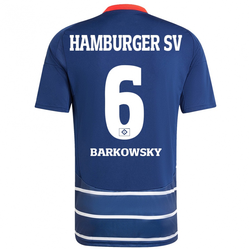 Kinder Fußball Finn Barkowsky #6 Dunkelblau Auswärtstrikot Trikot 2024/25 T-Shirt Luxemburg