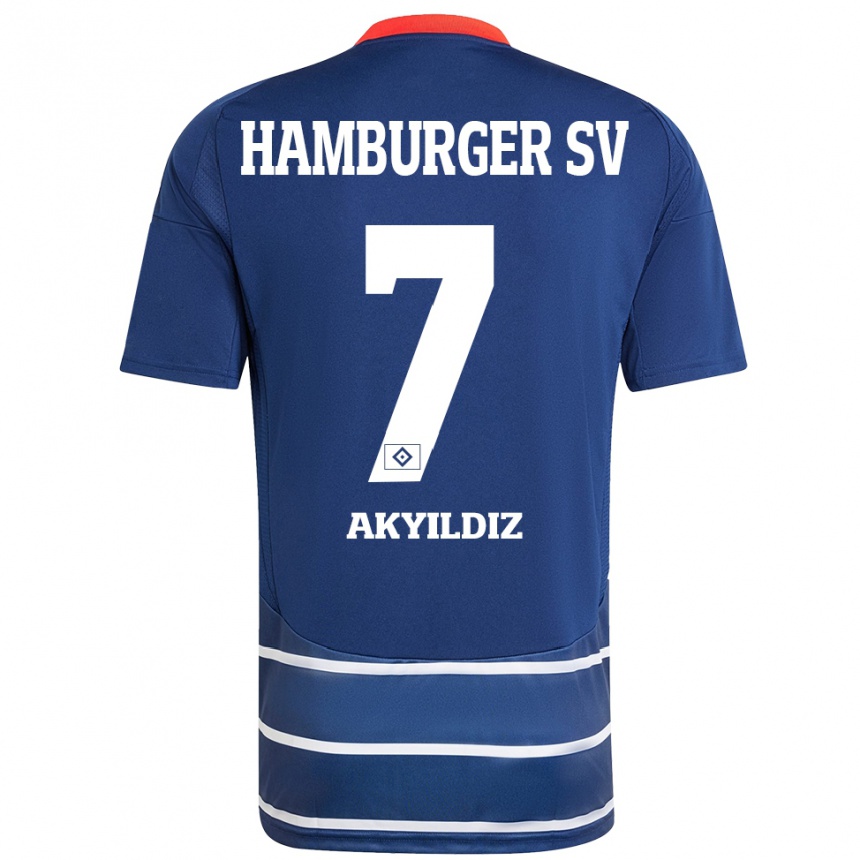 Kinder Fußball Liam Akyildiz #7 Dunkelblau Auswärtstrikot Trikot 2024/25 T-Shirt Luxemburg