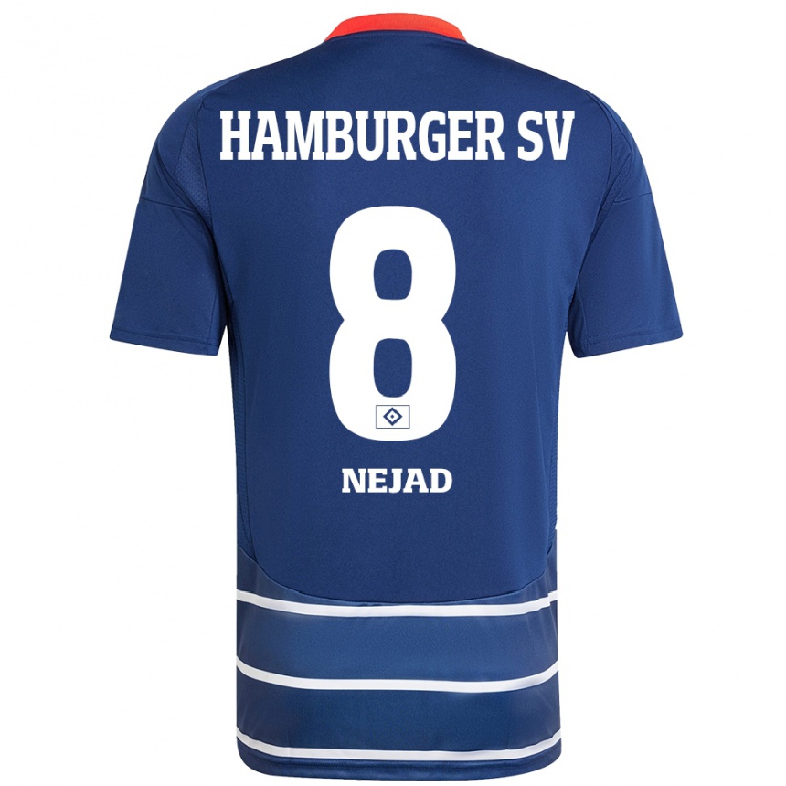 Kinder Fußball Milad Nejad #8 Dunkelblau Auswärtstrikot Trikot 2024/25 T-Shirt Luxemburg