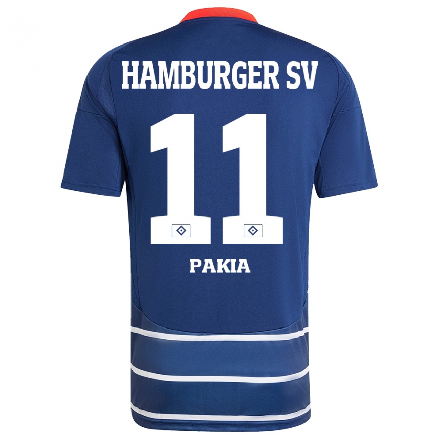 Kinder Fußball Ware Pakia #11 Dunkelblau Auswärtstrikot Trikot 2024/25 T-Shirt Luxemburg