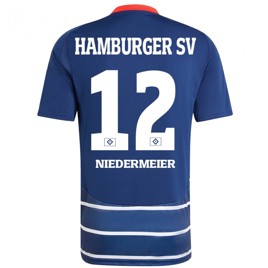 Kinder Fußball Philipp Niedermeier #12 Dunkelblau Auswärtstrikot Trikot 2024/25 T-Shirt Luxemburg