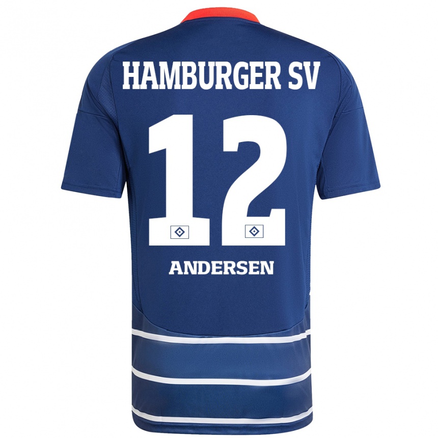 Kinder Fußball Patrick Andersen #12 Dunkelblau Auswärtstrikot Trikot 2024/25 T-Shirt Luxemburg