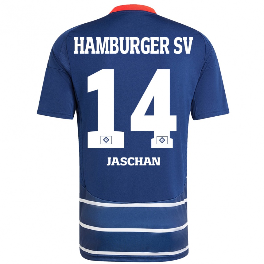 Kinder Fußball Endrik Jaschan #14 Dunkelblau Auswärtstrikot Trikot 2024/25 T-Shirt Luxemburg