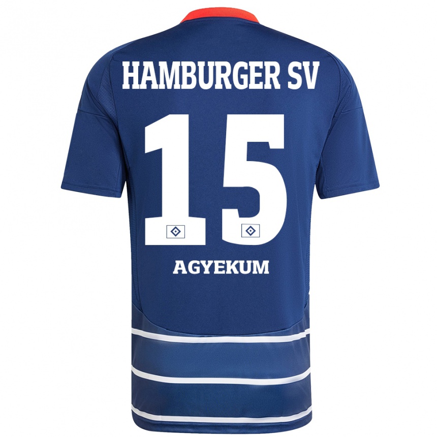 Kinder Fußball Joel Agyekum #15 Dunkelblau Auswärtstrikot Trikot 2024/25 T-Shirt Luxemburg