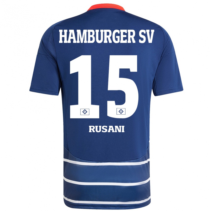 Kinder Fußball Yasin Rusani #15 Dunkelblau Auswärtstrikot Trikot 2024/25 T-Shirt Luxemburg