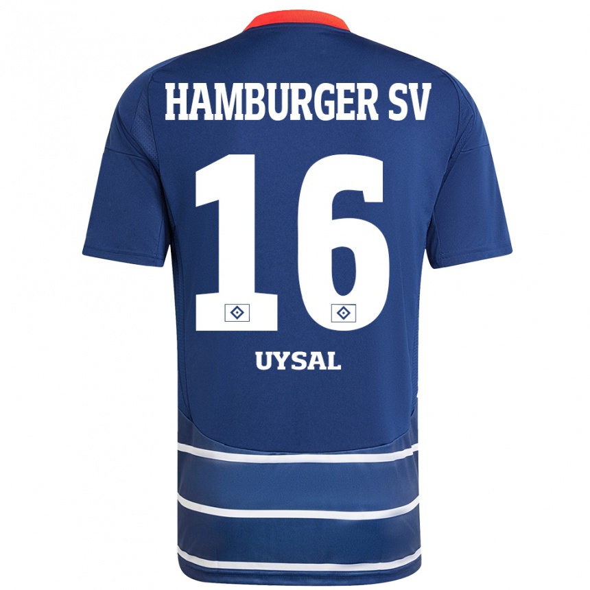 Kinder Fußball Samed Uysal #16 Dunkelblau Auswärtstrikot Trikot 2024/25 T-Shirt Luxemburg