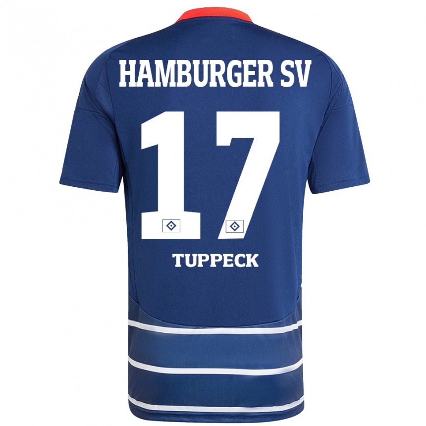 Kinder Fußball Niklas Tuppeck #17 Dunkelblau Auswärtstrikot Trikot 2024/25 T-Shirt Luxemburg