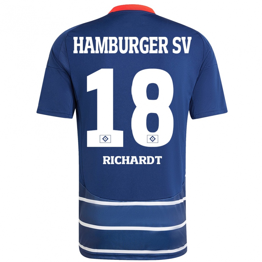 Kinder Fußball Dayo Richardt #18 Dunkelblau Auswärtstrikot Trikot 2024/25 T-Shirt Luxemburg