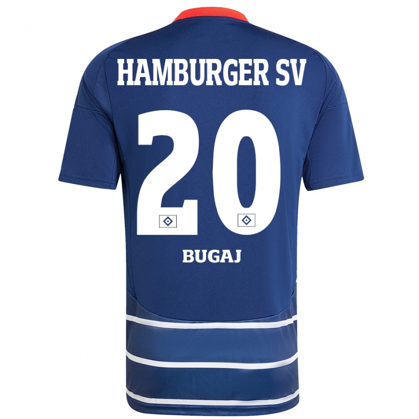 Kinder Fußball Jan-Luca Bugaj #20 Dunkelblau Auswärtstrikot Trikot 2024/25 T-Shirt Luxemburg