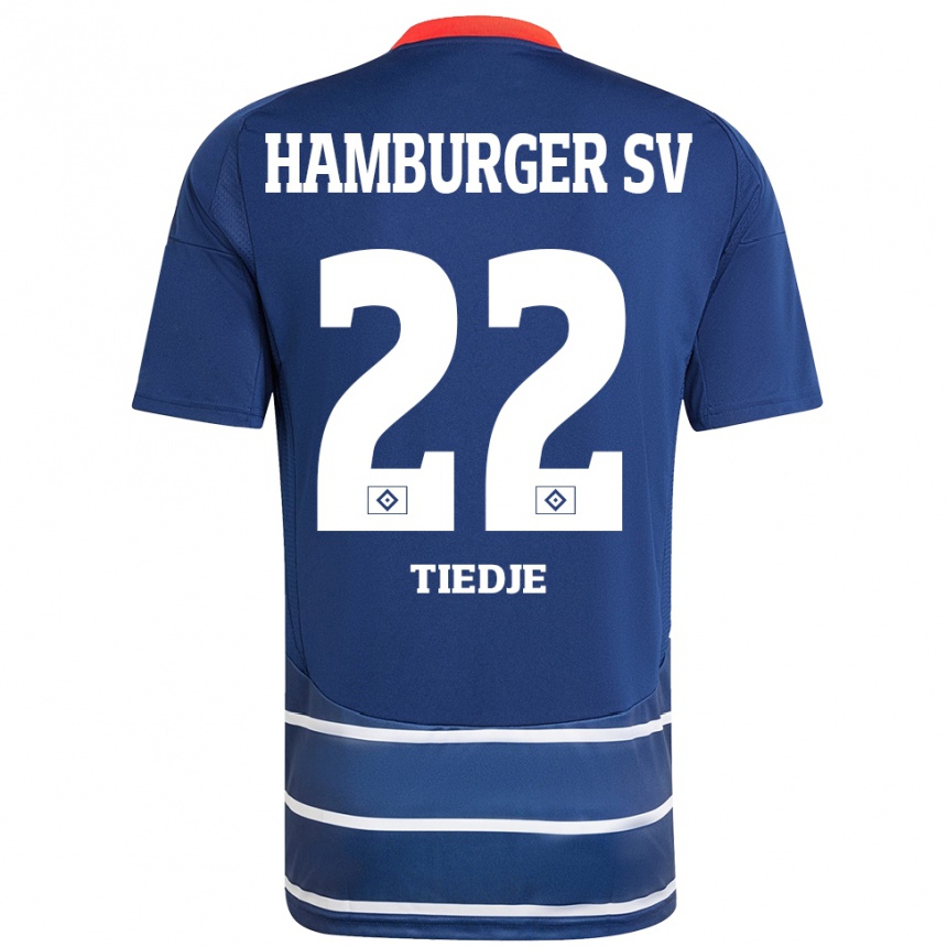 Kinder Fußball Patrick Tiedje #22 Dunkelblau Auswärtstrikot Trikot 2024/25 T-Shirt Luxemburg