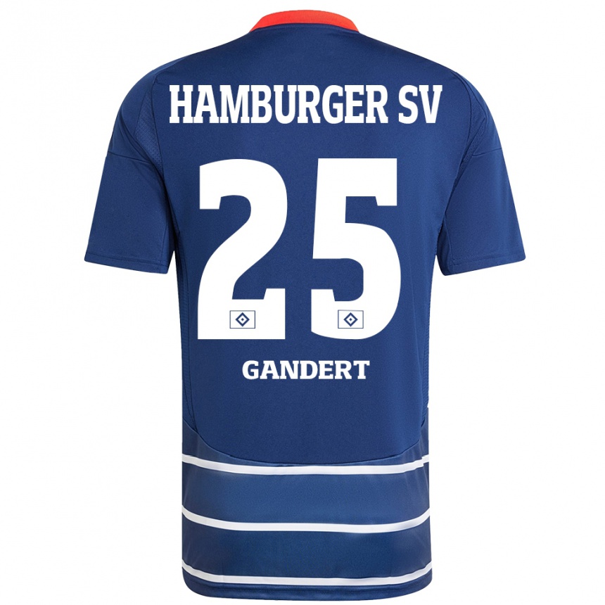 Kinder Fußball Jeremy Gandert #25 Dunkelblau Auswärtstrikot Trikot 2024/25 T-Shirt Luxemburg