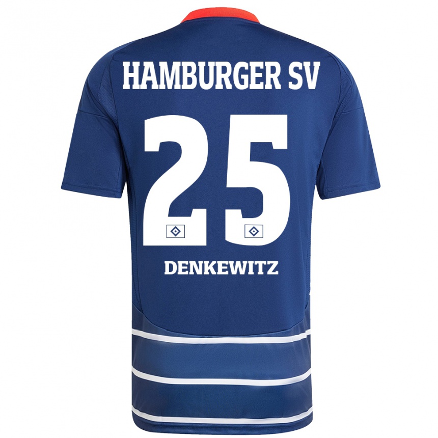 Kinder Fußball Nick Denkewitz #25 Dunkelblau Auswärtstrikot Trikot 2024/25 T-Shirt Luxemburg