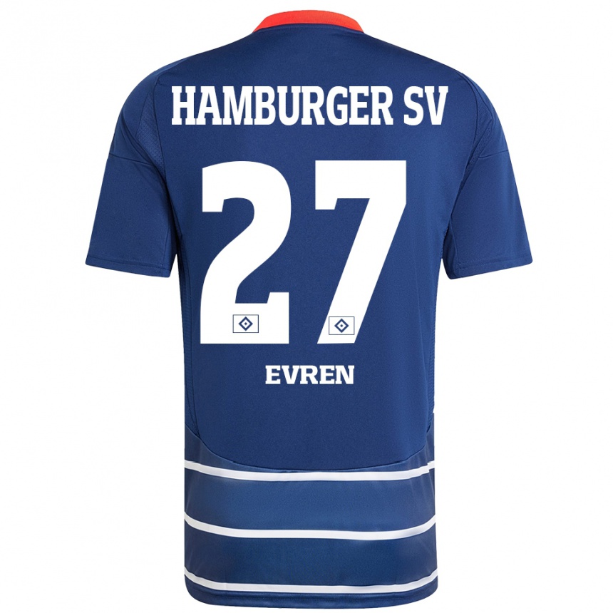 Kinder Fußball Batuhan Evren #27 Dunkelblau Auswärtstrikot Trikot 2024/25 T-Shirt Luxemburg