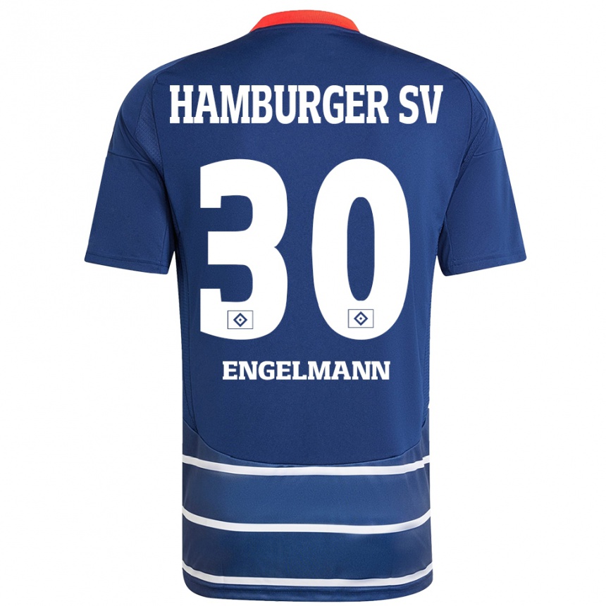 Kinder Fußball Timon Engelmann #30 Dunkelblau Auswärtstrikot Trikot 2024/25 T-Shirt Luxemburg