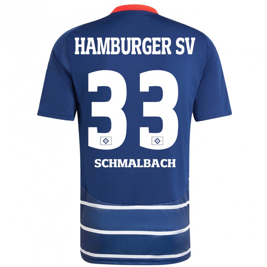 Kinder Fußball Sebastian Schmalbach #33 Dunkelblau Auswärtstrikot Trikot 2024/25 T-Shirt Luxemburg