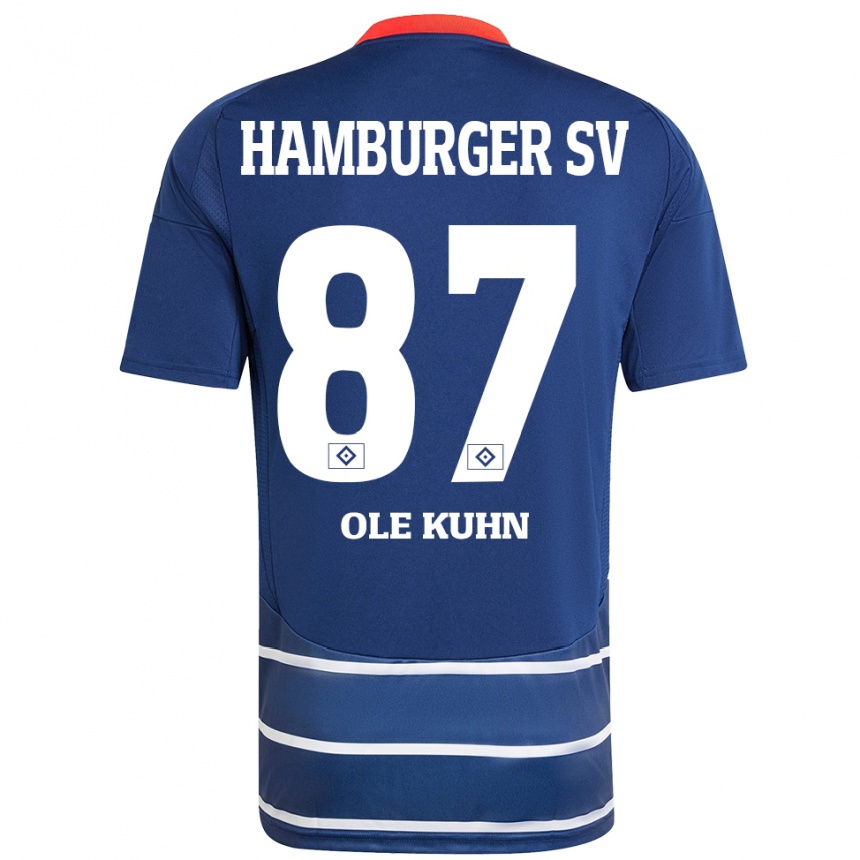 Kinder Fußball Niklas Ole Kühn #87 Dunkelblau Auswärtstrikot Trikot 2024/25 T-Shirt Luxemburg