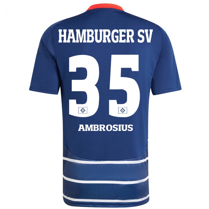 Kinder Fußball Stephan Ambrosius #35 Dunkelblau Auswärtstrikot Trikot 2024/25 T-Shirt Luxemburg