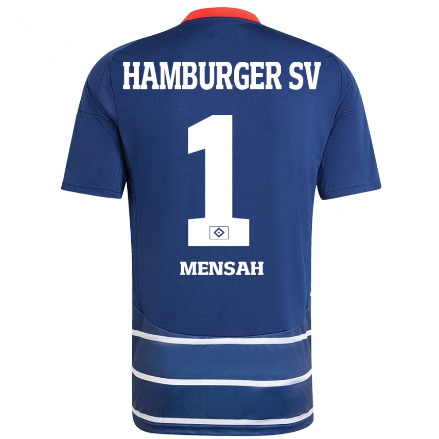 Kinder Fußball Steven Mensah #1 Dunkelblau Auswärtstrikot Trikot 2024/25 T-Shirt Luxemburg