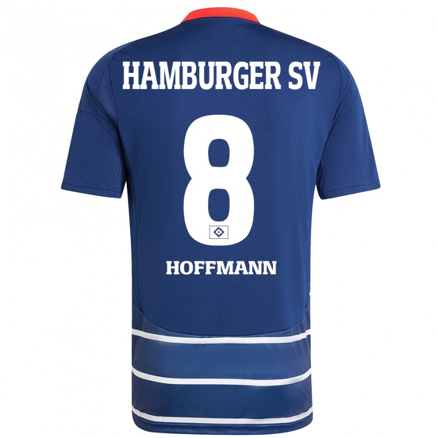 Kinder Fußball Nick Hoffmann #8 Dunkelblau Auswärtstrikot Trikot 2024/25 T-Shirt Luxemburg