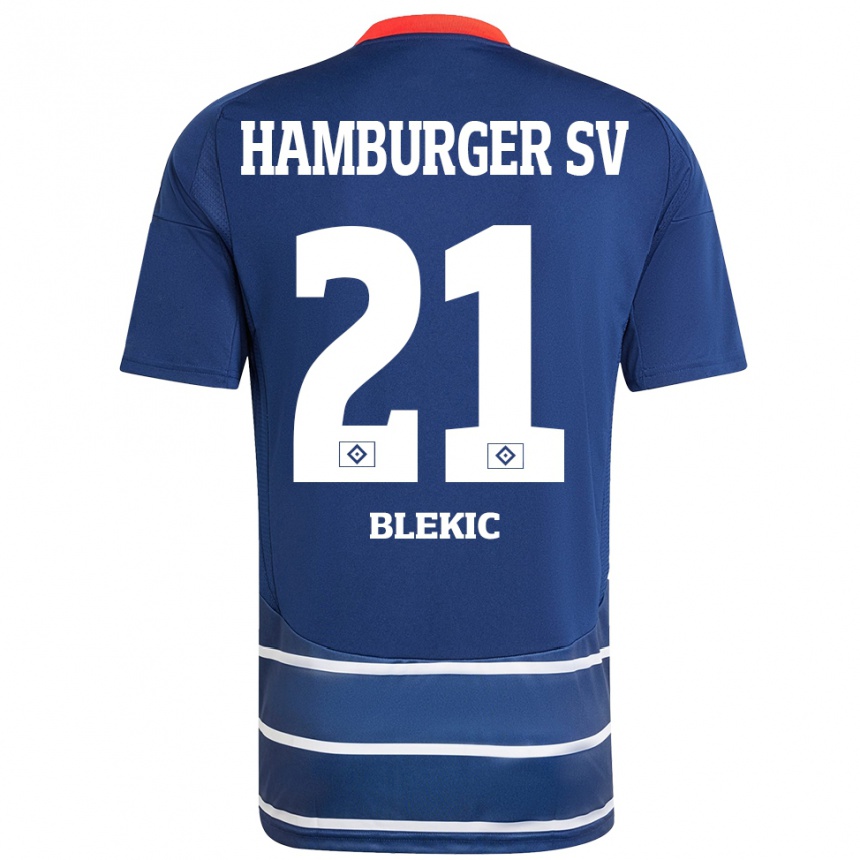 Kinder Fußball Romeo Blekic #21 Dunkelblau Auswärtstrikot Trikot 2024/25 T-Shirt Luxemburg