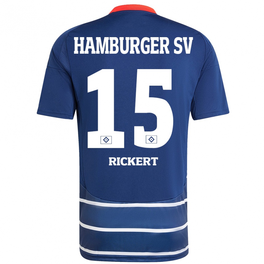 Kinder Fußball Manja Rickert #15 Dunkelblau Auswärtstrikot Trikot 2024/25 T-Shirt Luxemburg