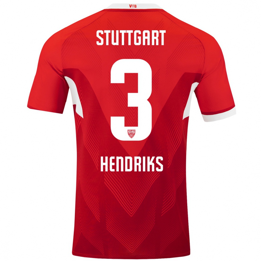 Kinder Fußball Ramon Hendriks #3 Rot Weiß Auswärtstrikot Trikot 2024/25 T-Shirt Luxemburg