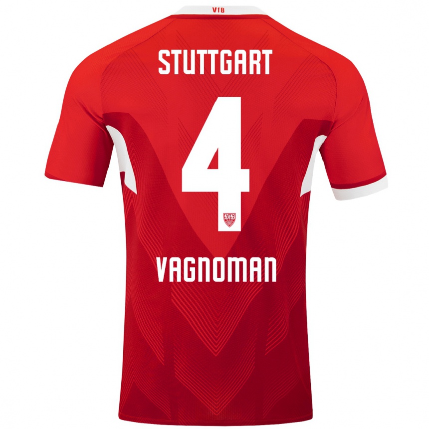 Kinder Fußball Josha Vagnoman #4 Rot Weiß Auswärtstrikot Trikot 2024/25 T-Shirt Luxemburg