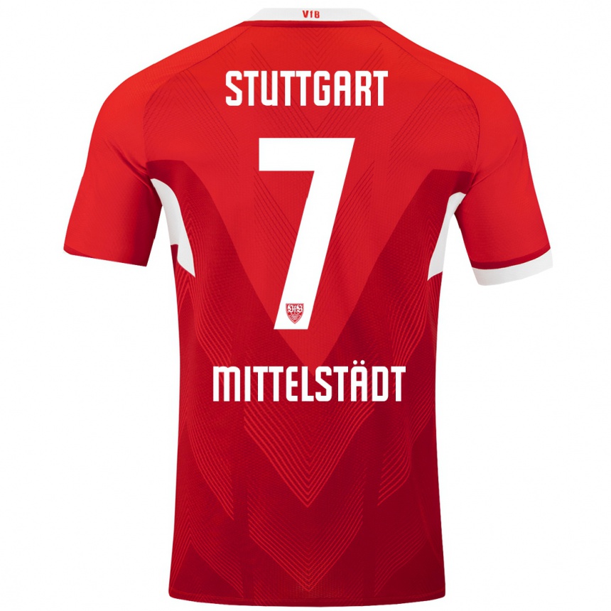 Kinder Fußball Maximilian Mittelstädt #7 Rot Weiß Auswärtstrikot Trikot 2024/25 T-Shirt Luxemburg