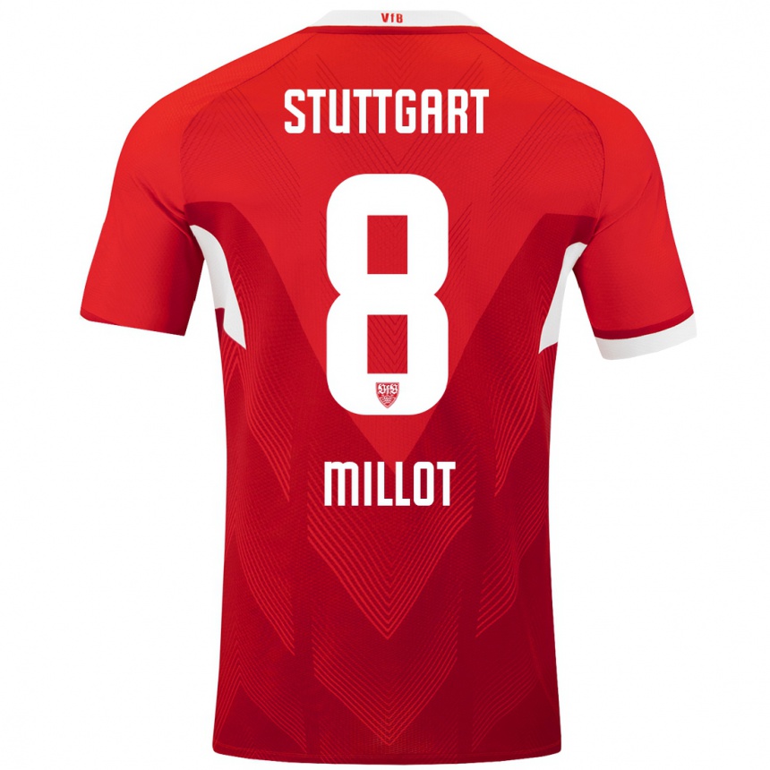 Kinder Fußball Enzo Millot #8 Rot Weiß Auswärtstrikot Trikot 2024/25 T-Shirt Luxemburg