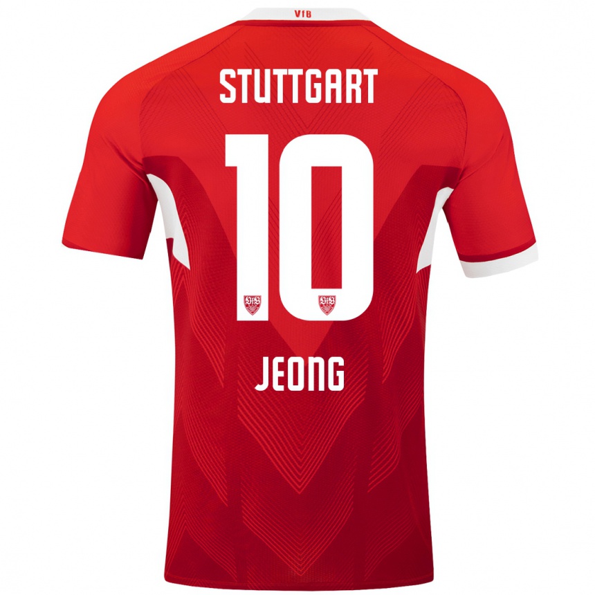 Kinder Fußball Woo-Yeong Jeong #10 Rot Weiß Auswärtstrikot Trikot 2024/25 T-Shirt Luxemburg