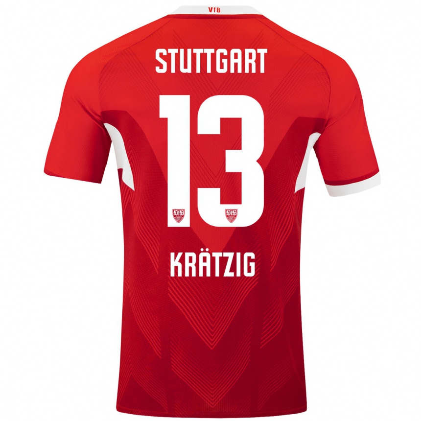 Kinder Fußball Frans Krätzig #13 Rot Weiß Auswärtstrikot Trikot 2024/25 T-Shirt Luxemburg